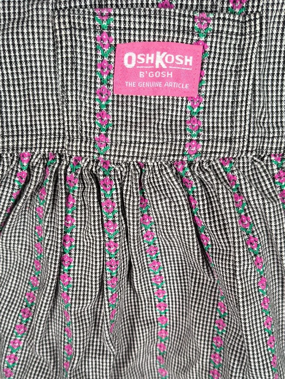 Vintage OshKosh B'gosh Pink Patterned Pinafore Dress And Top Made In USA 24 Mos